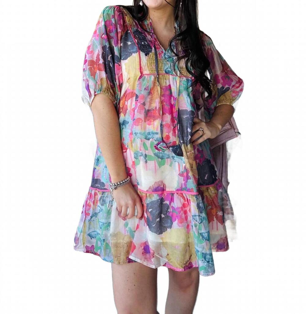 NEW UMGEE women's babydoll dress in watercolor mix